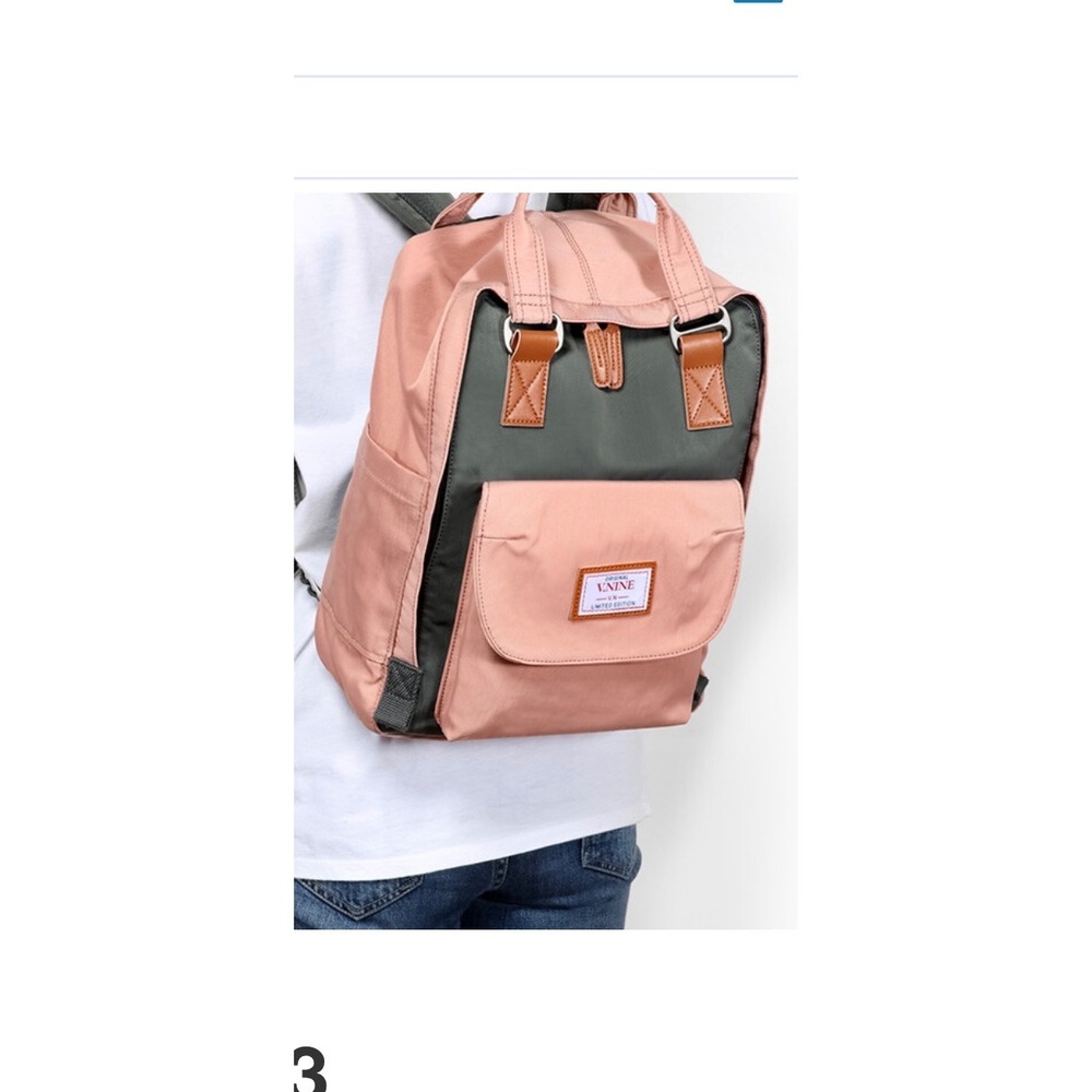 V.Nine Original Limited Edition Backpack Navy Pink Nylon Casual Daypack Bag NWOT - Picture 6 of 6